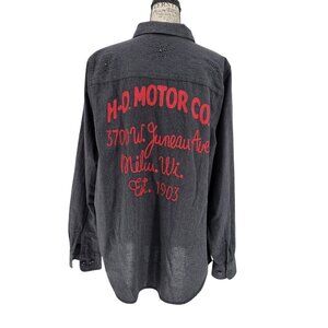 Harley-Davidson Women’s Button Down 2XL Black Red Embroidery Milwaukee WI